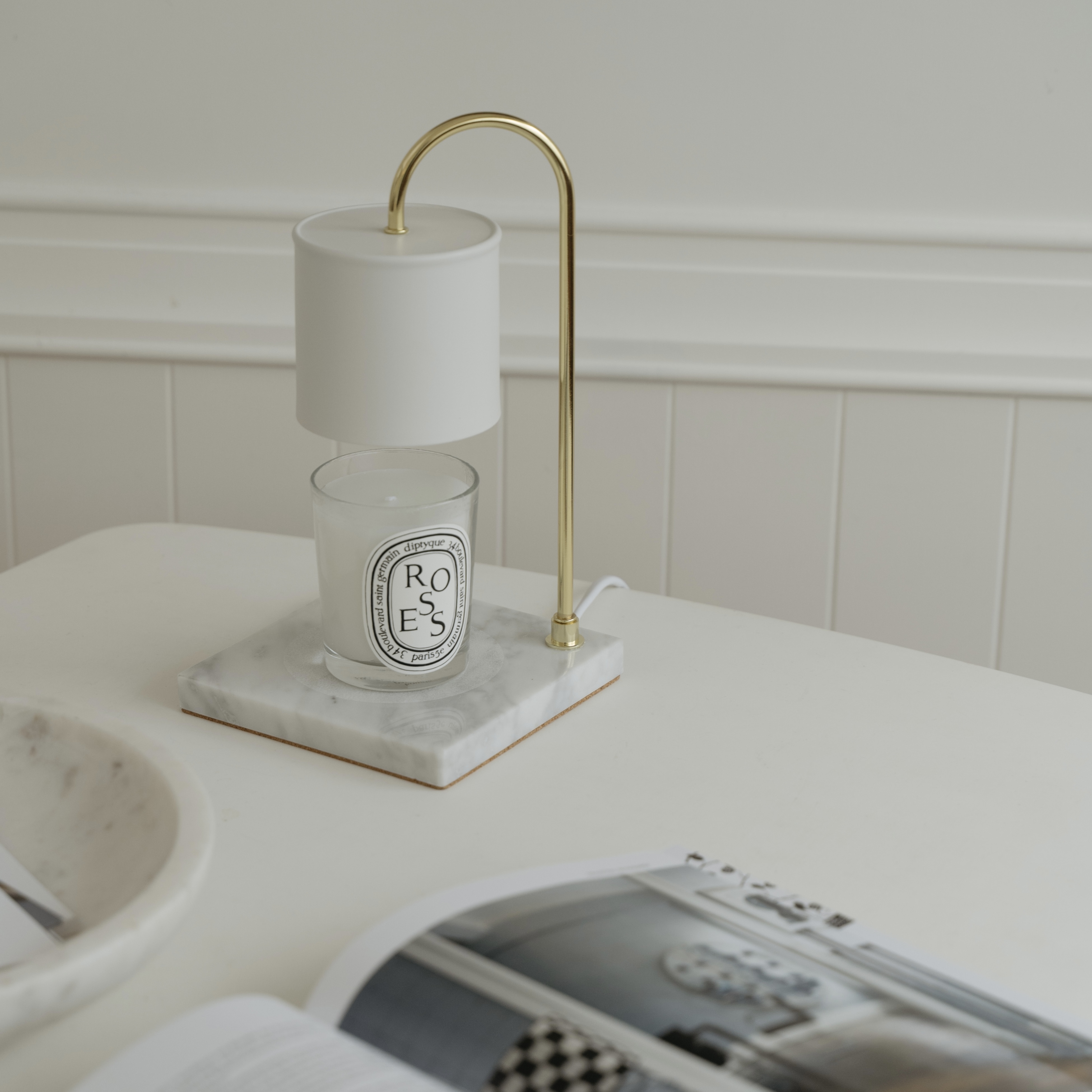 【微瑕疵】 時尚大理石款 (白色／定時開關) 融蠟燈 香氛蠟燭暖燈 - HOOOME