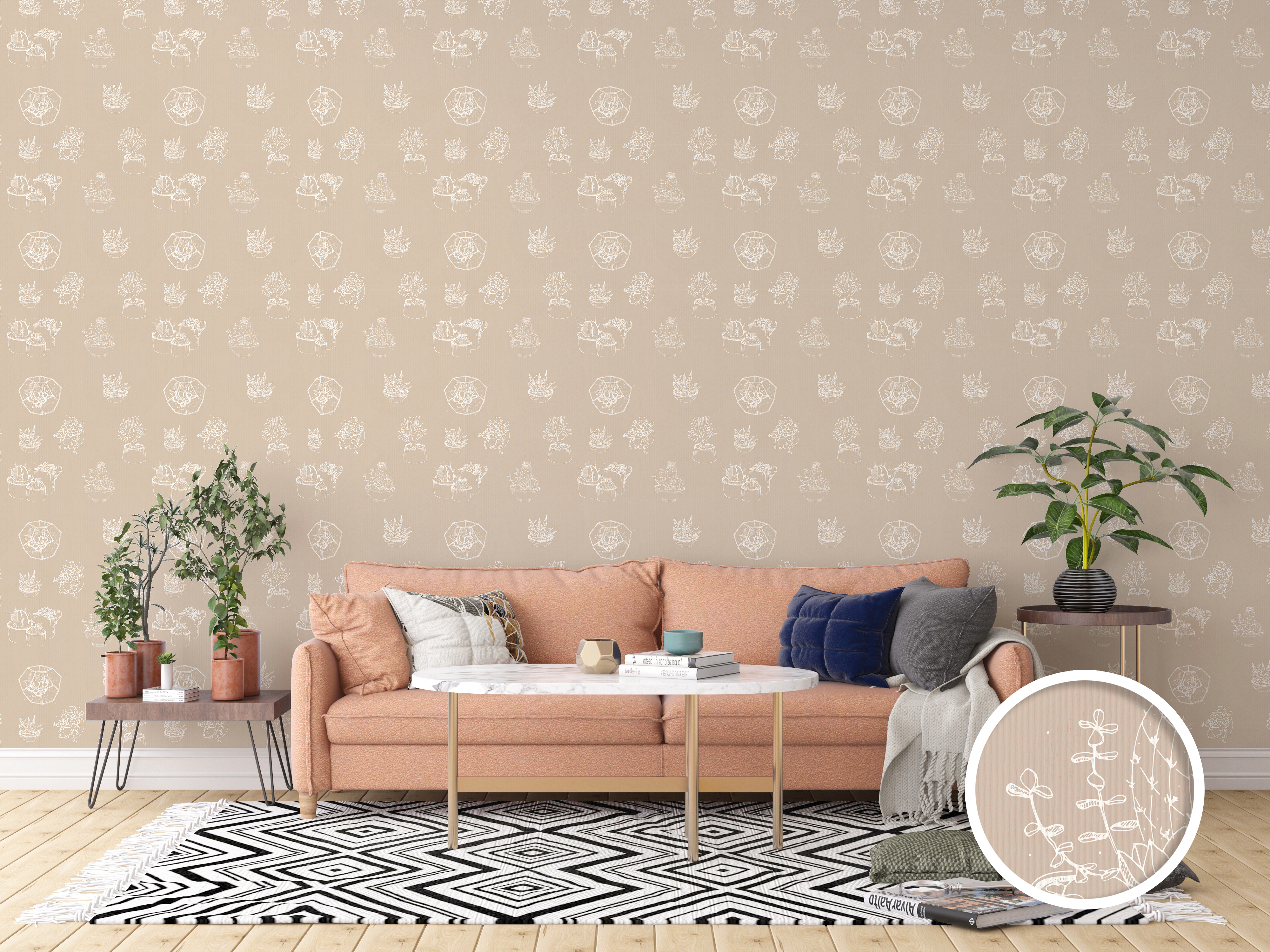 美牆壁布//多肉仙人掌(約1.5坪/捲)