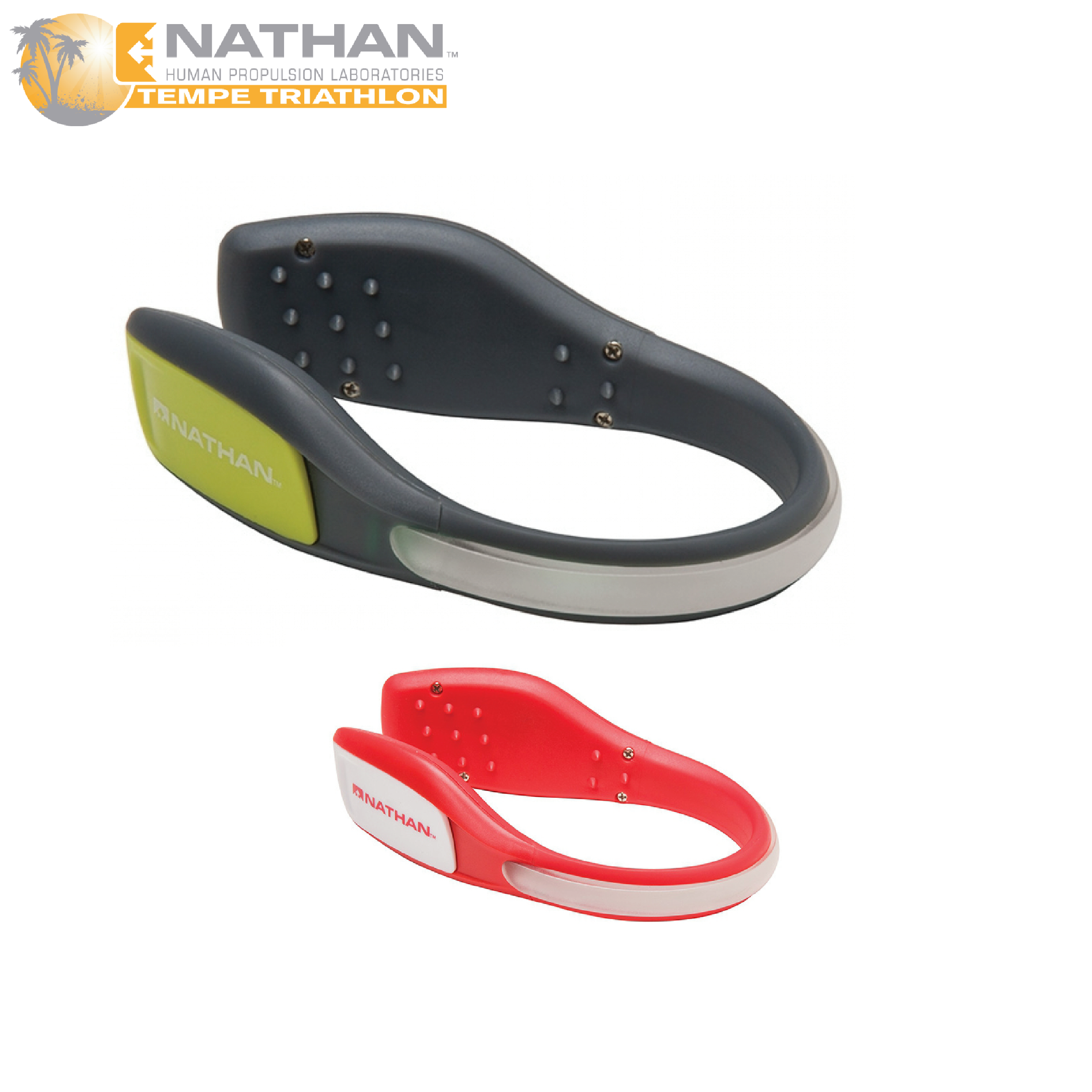 NATHAN 防水LED鞋環 (綠/紅) 適合所有運動鞋/超彈性材質/路跑/夜間79NA5072