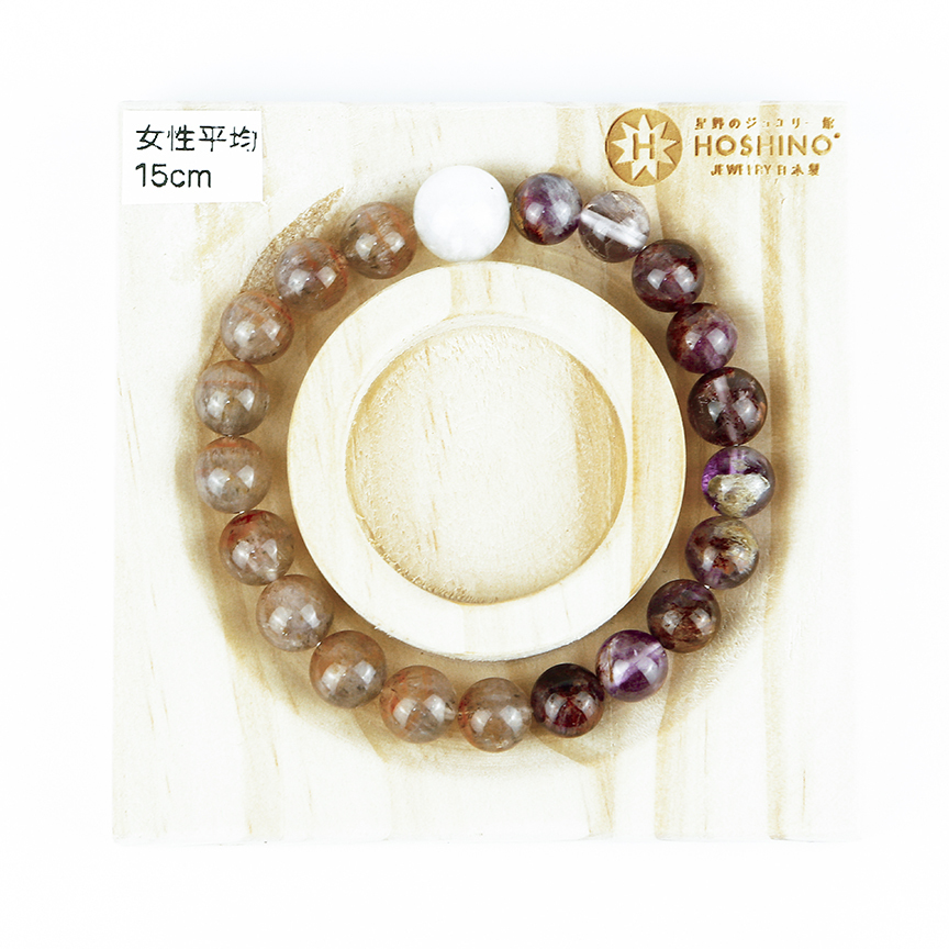 102107七輪調和手串/紫幽靈極光23/天然晶石/能量石/原生態/療癒