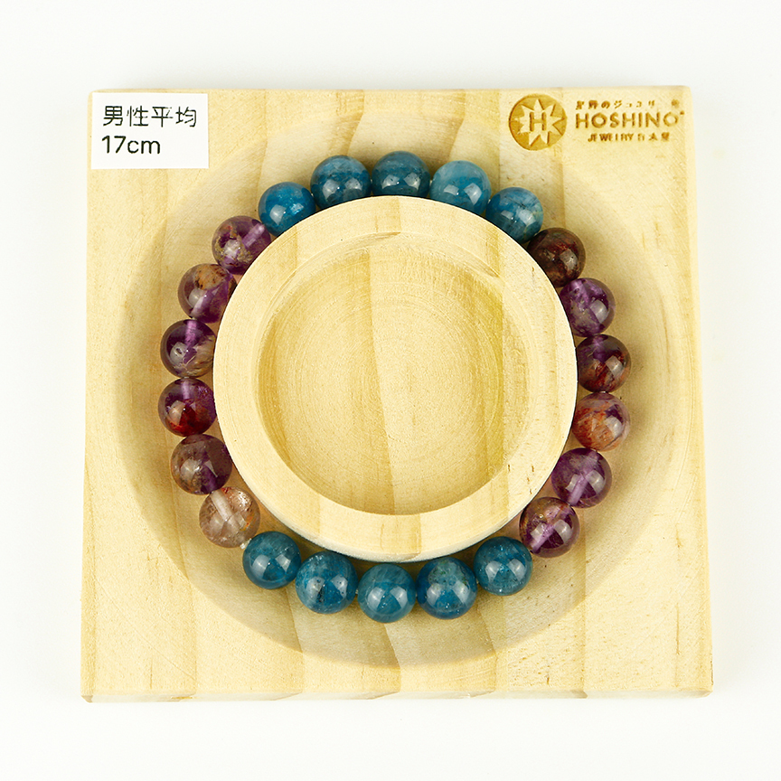 102109七輪調和手串/紫幽靈磷灰石/天然晶石/能量石/原生態/療癒