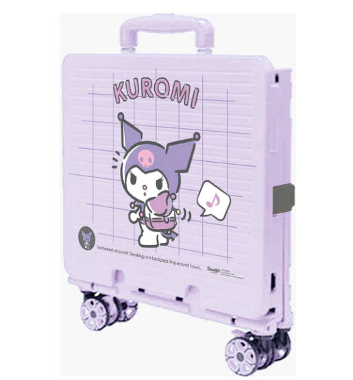 【香港行貨,3年保用】Sanrio 4輪摺疊式拉桿購物車 : KUROMI (B款 格仔底色)