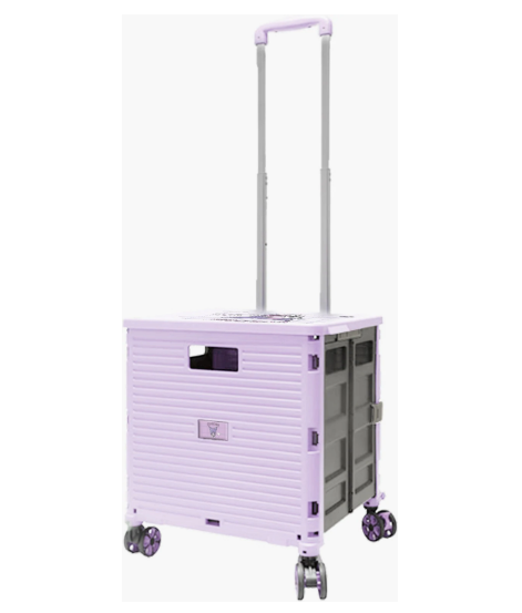 【香港行貨,3年保用】Sanrio 4輪摺疊式拉桿購物車 : KUROMI (B款 格仔底色)