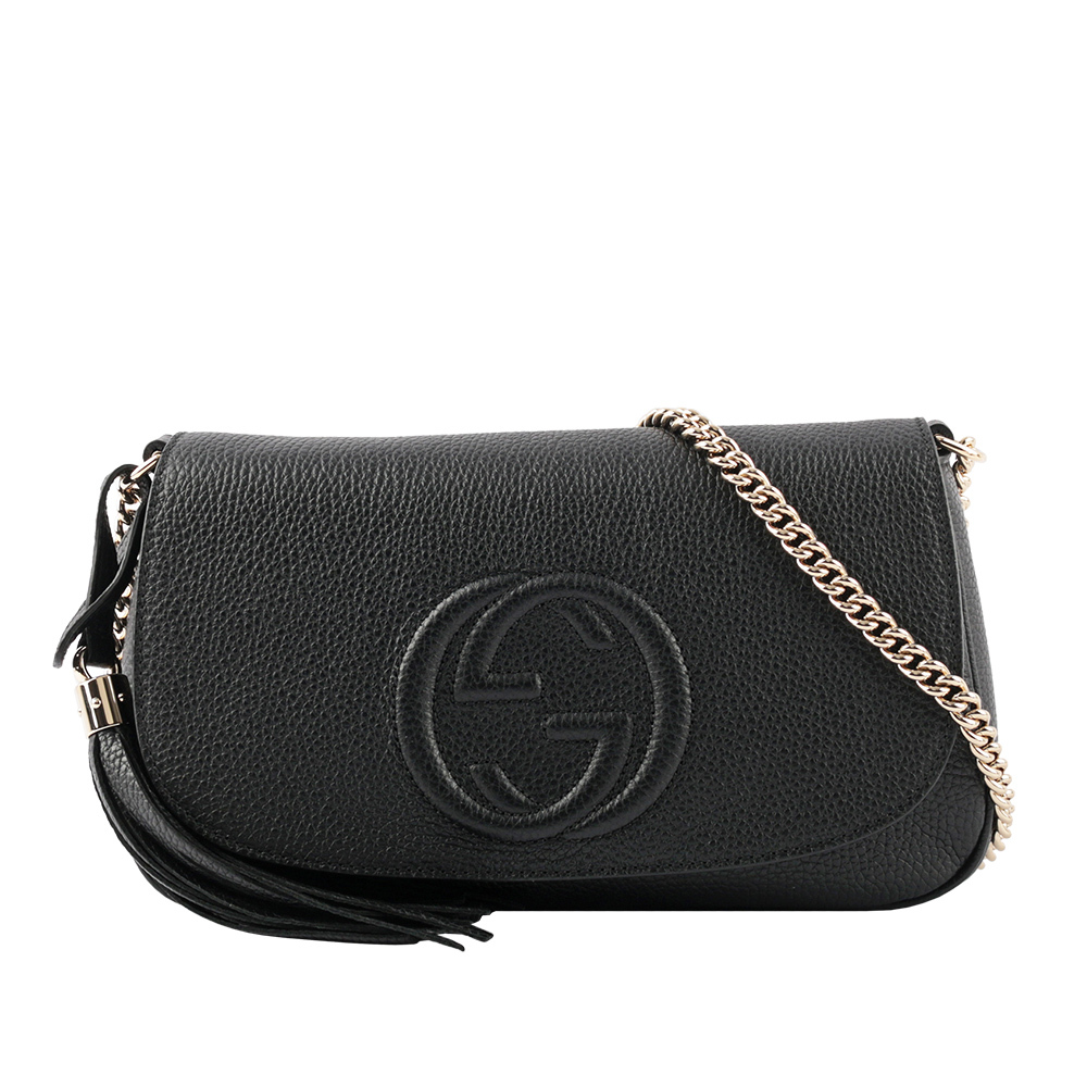 【Gucci】SOHO 系列流蘇牛皮翻蓋二用包