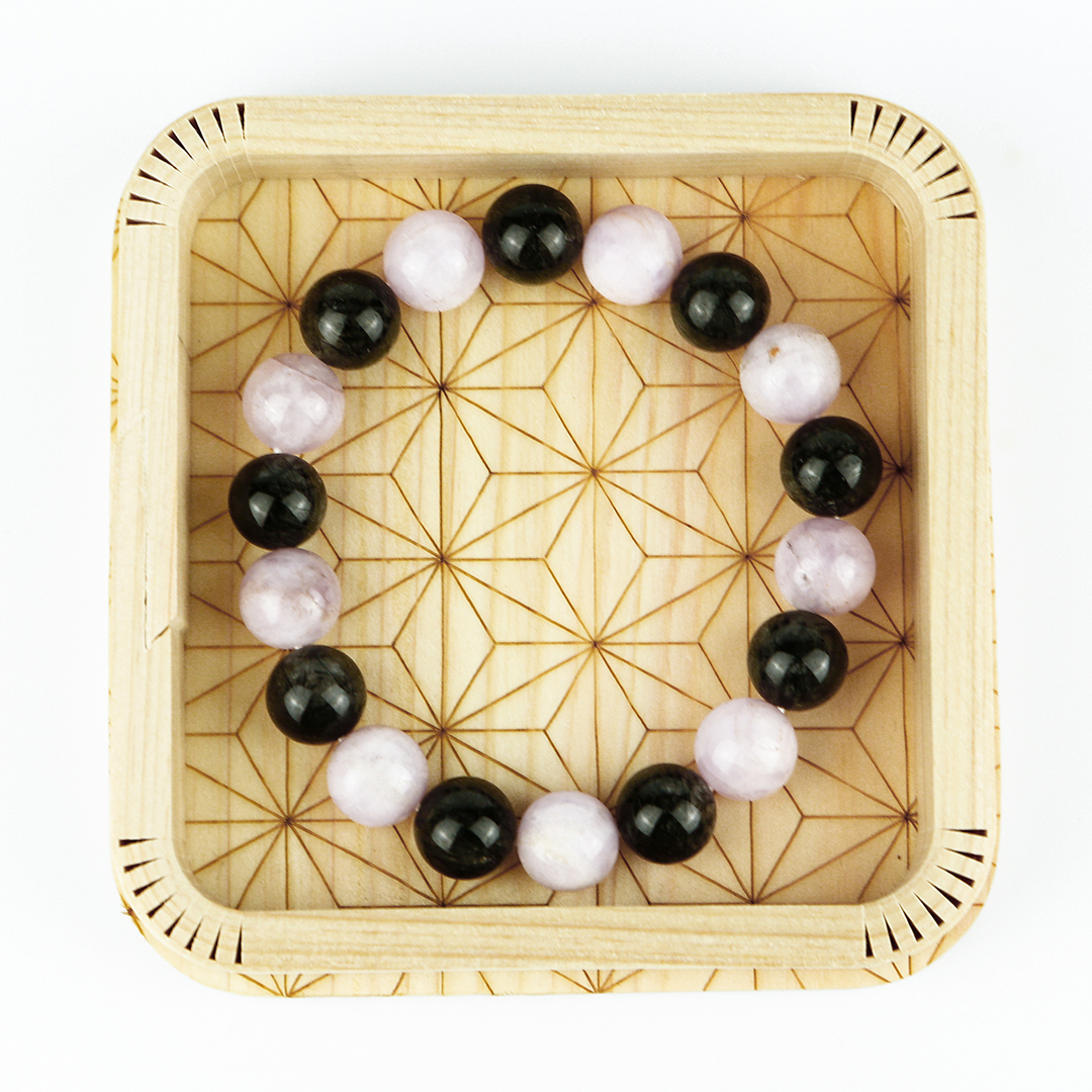 102118七輪調和手串/黑髮晶紫鋰輝/天然晶石/能量石/原生態/療癒