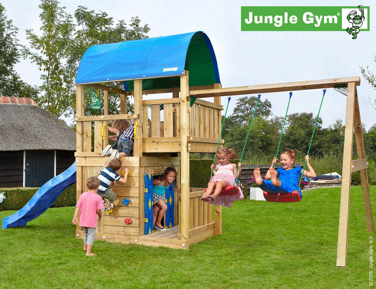 PlayhousesFarm Playhouse and 2 Swing