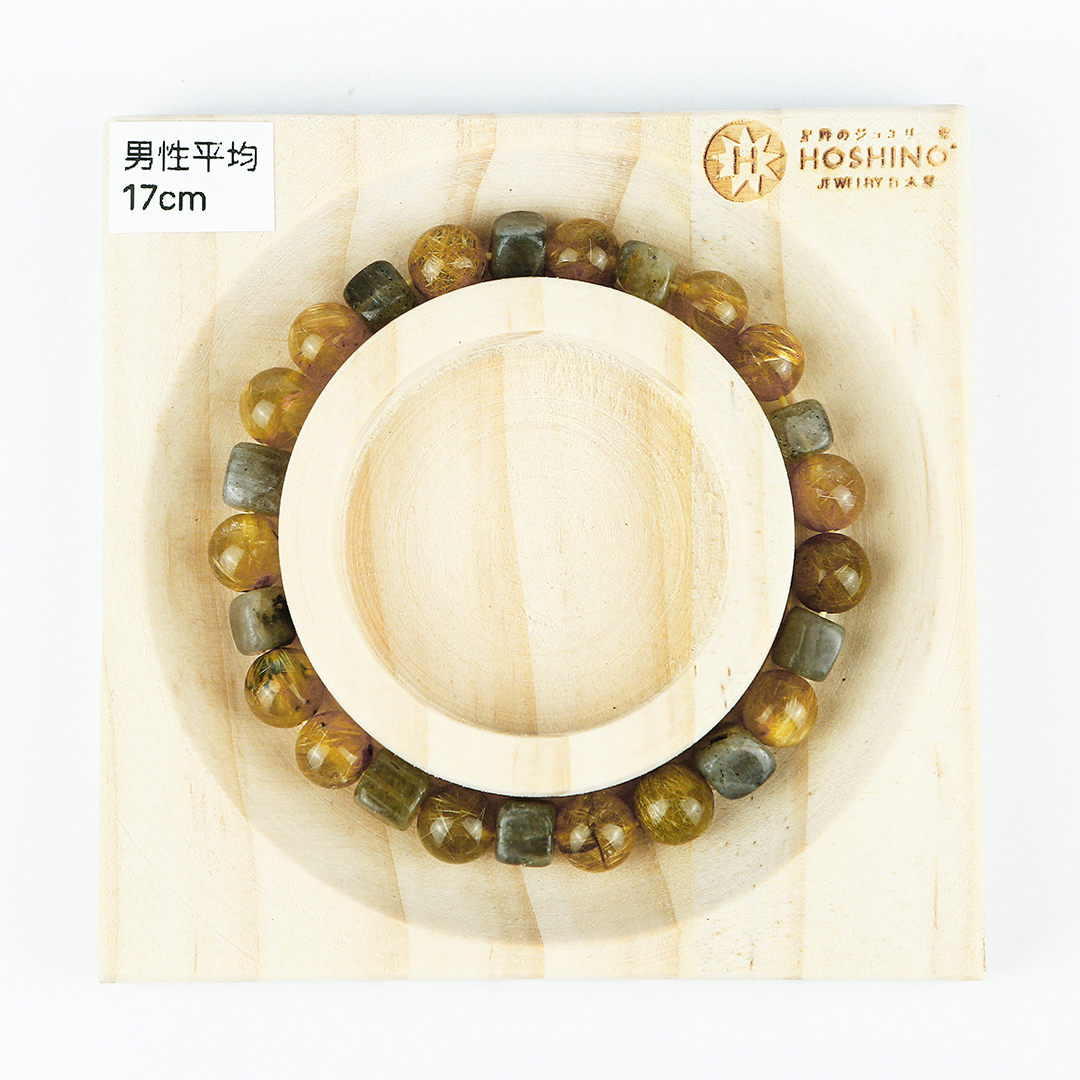 102121七輪調和手串/拉長石金髮晶/天然晶石/能量石/原生態/療癒