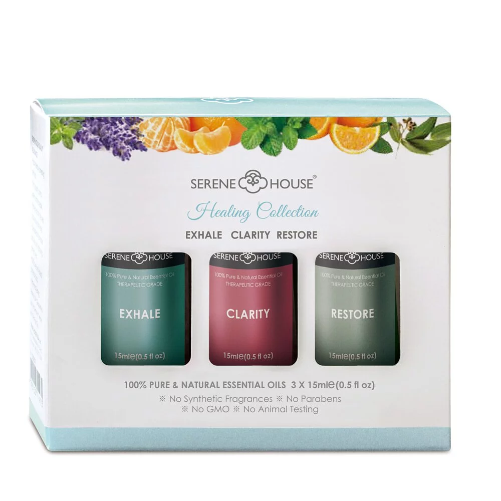 #【SERENE HOUSE】療癒系列精油組 (輕盈呼吸+澄淨心靈+賦活能量)