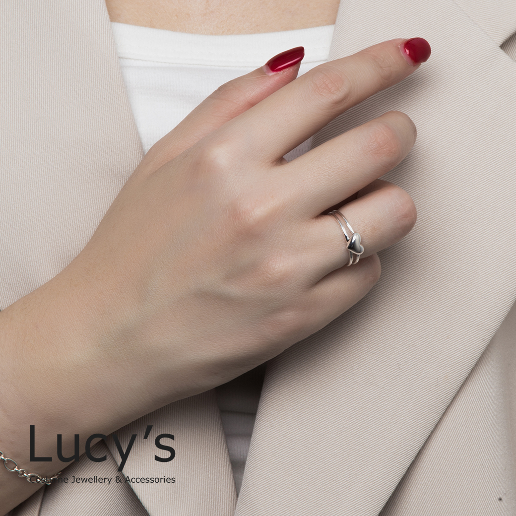 925純銀 愛心連線 開口戒 (83212)