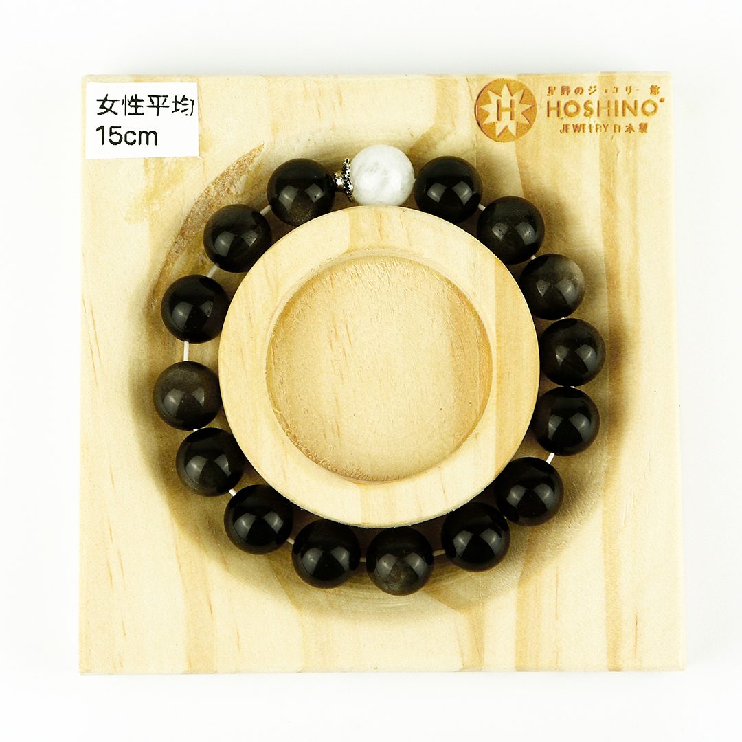 102131七輪調和手串/黑曜石月光石/天然晶石/能量石/原生態/療癒