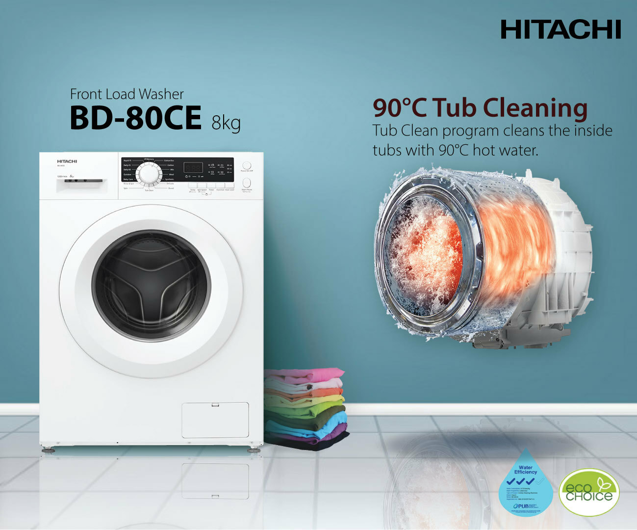 日立 Hitachi BD-80CE‧8公斤/1200轉‧前置式洗衣機-香港行貨-原廠2年全機保養‧