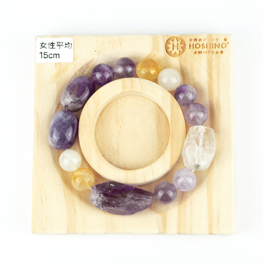 102146七輪調和手串/黃晶紫晶/天然晶石/能量石/原生態/療癒