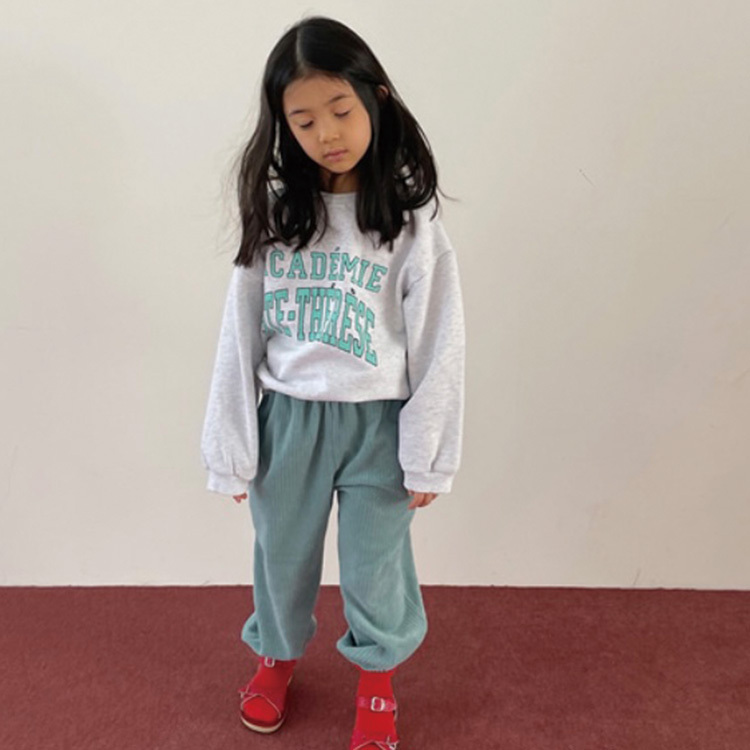 韓國 VL 孩子的時尚毛巾布束口褲 藍