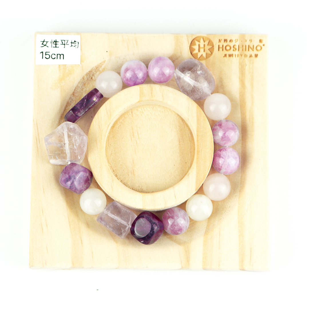 102154七輪調和手串/紫晶粉晶/天然晶石/能量石/原生態/療癒