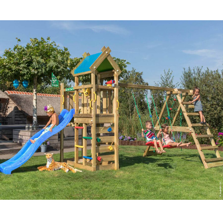 Jungle Nomad | Wooden climbing frame with swings & climbing net