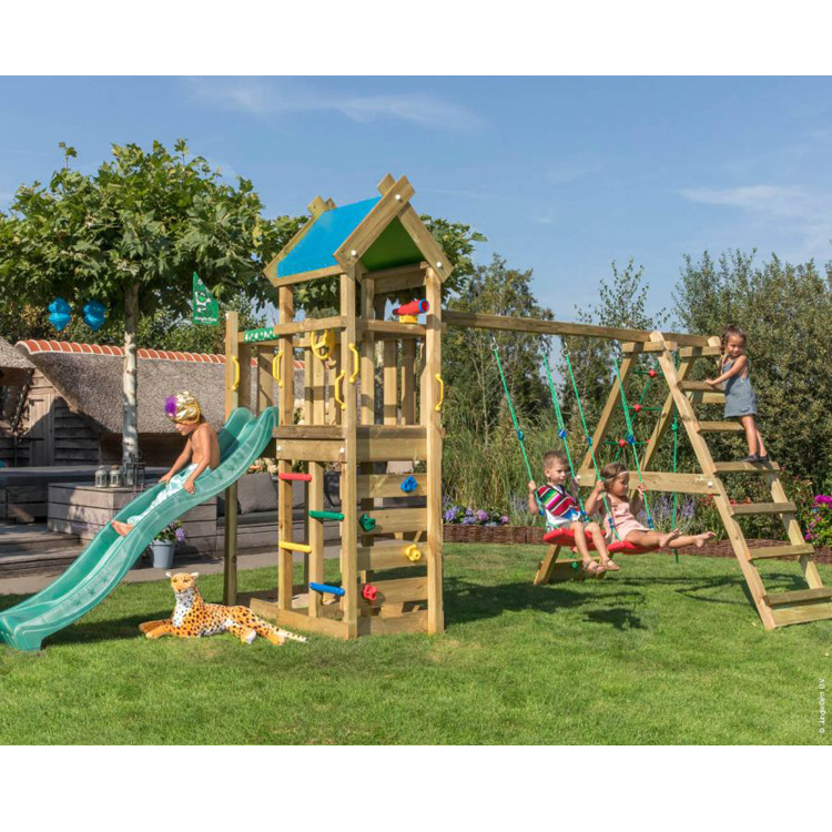 Jungle Nomad | Wooden climbing frame with swings & climbing net