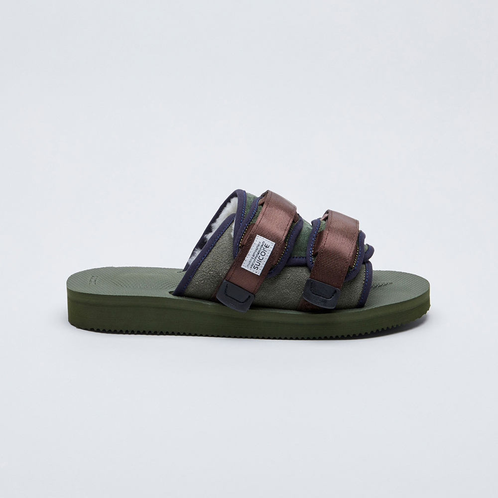 [出清商品售出無退換] SUICOKE MOTO-Mab OG-056MAB 綠棕 毛絨 保暖 抗菌內裡 魔鬼氈 拖鞋【SK21056MABOS】