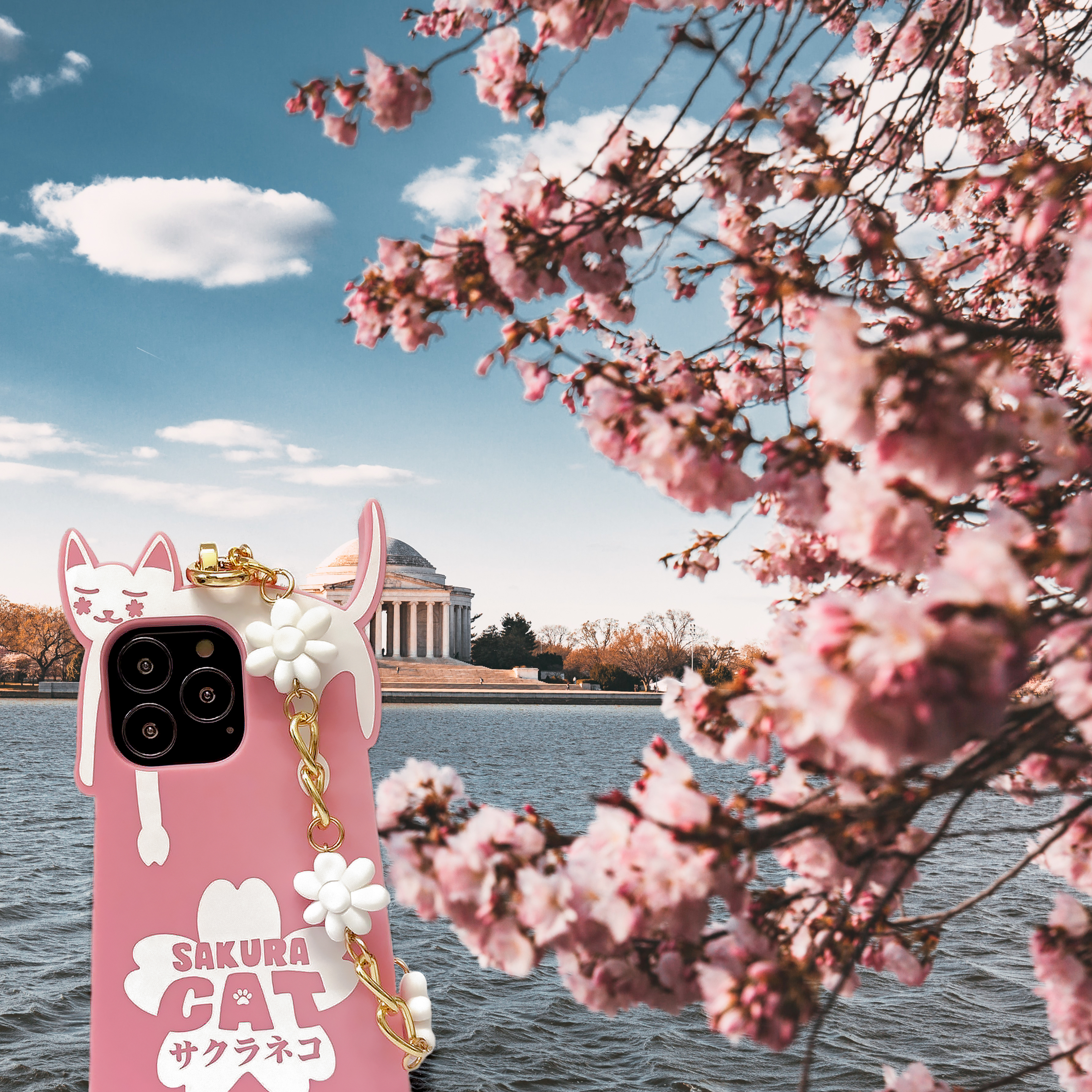 Candies iPhone 13 mini - 盛開櫻花貓手機殼(粉)