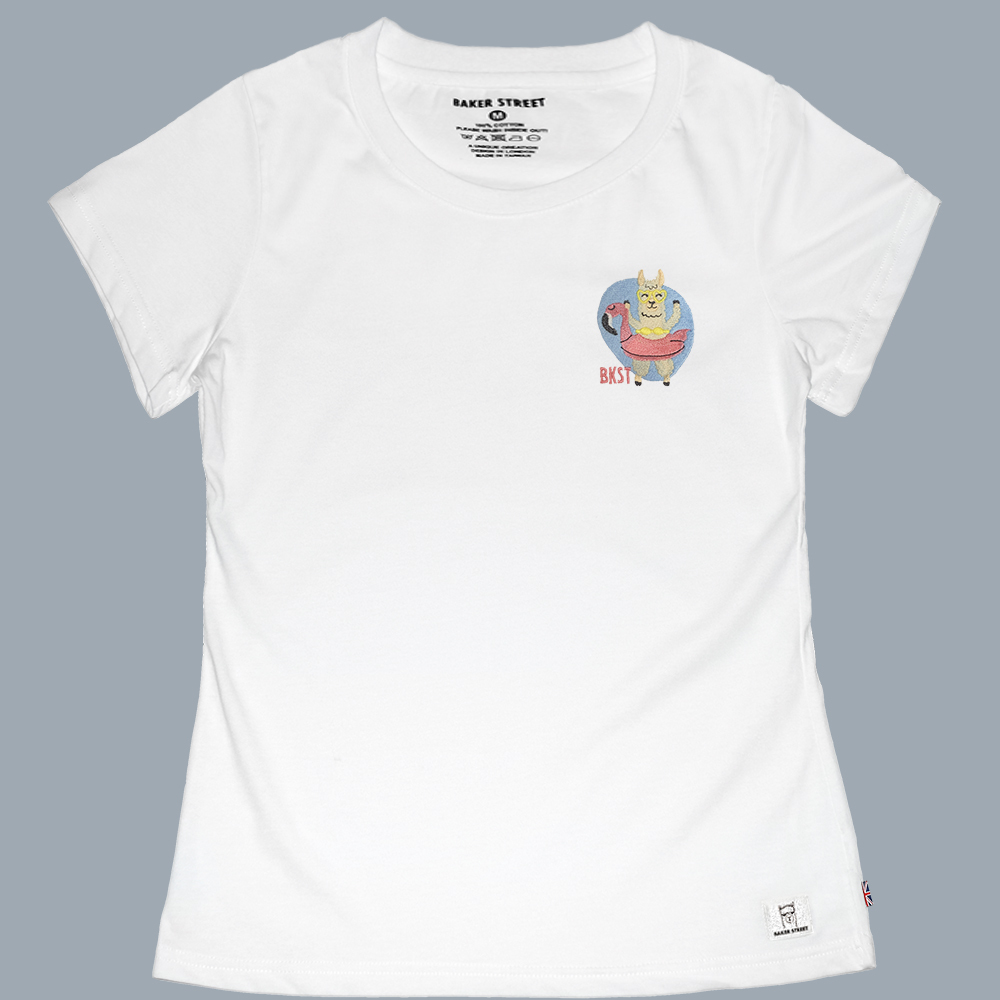 Embroidery-海灘羊 刺繡 女版短袖T恤