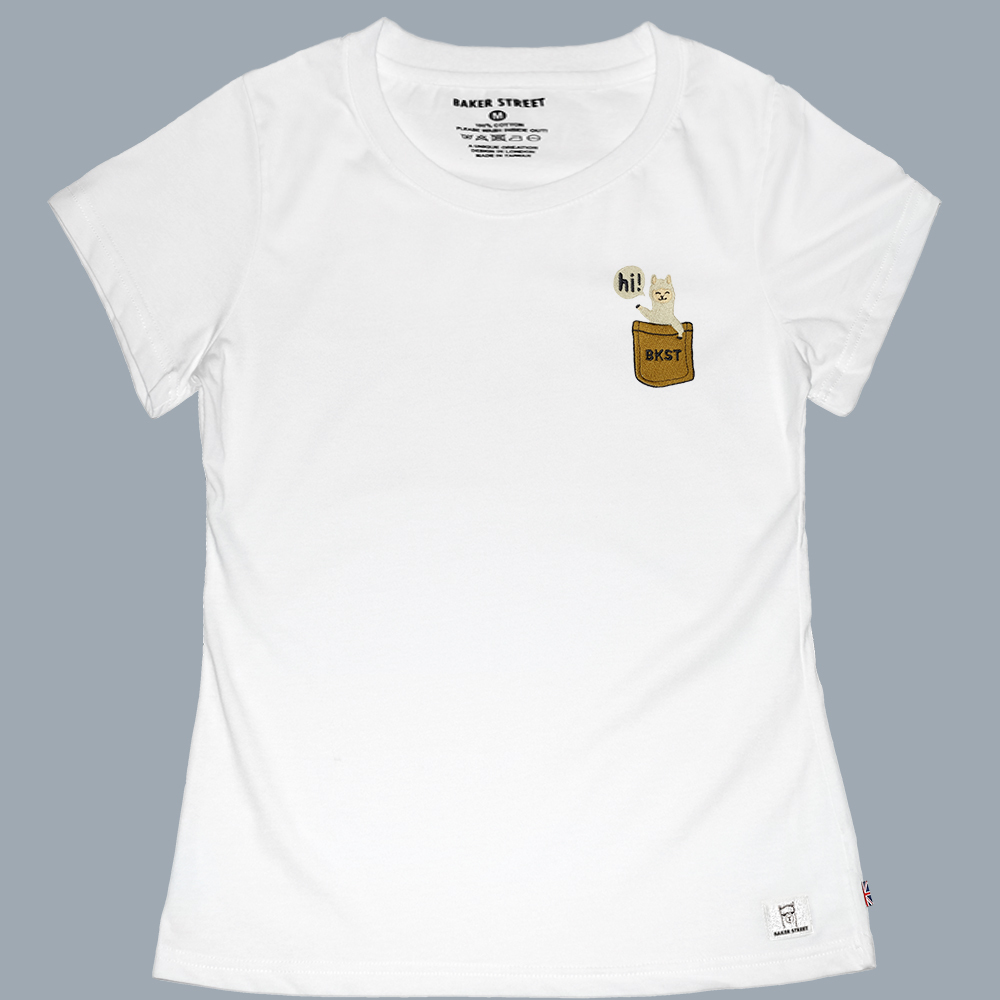 Embroidery-口袋羊 刺繡 女版短袖T恤