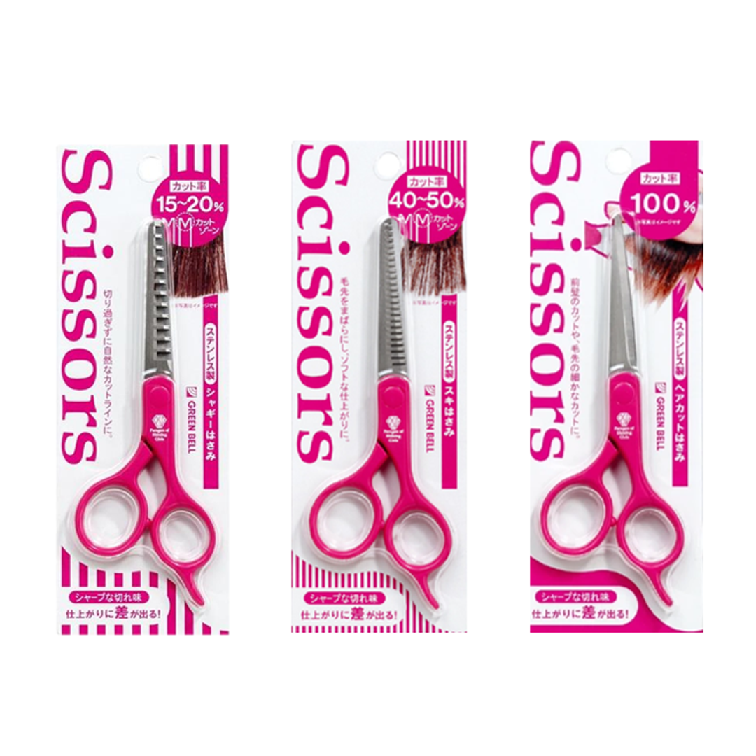 Green Bell -【Made in Japan】Stainless Steel Straight Cut Soft Grip Haircut Scissors (Multi Type)
