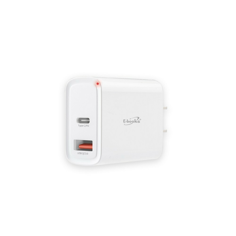 【E-BOOKS中景科技】B60 高效能 20W PD+QC3.0 雙孔快速充電器