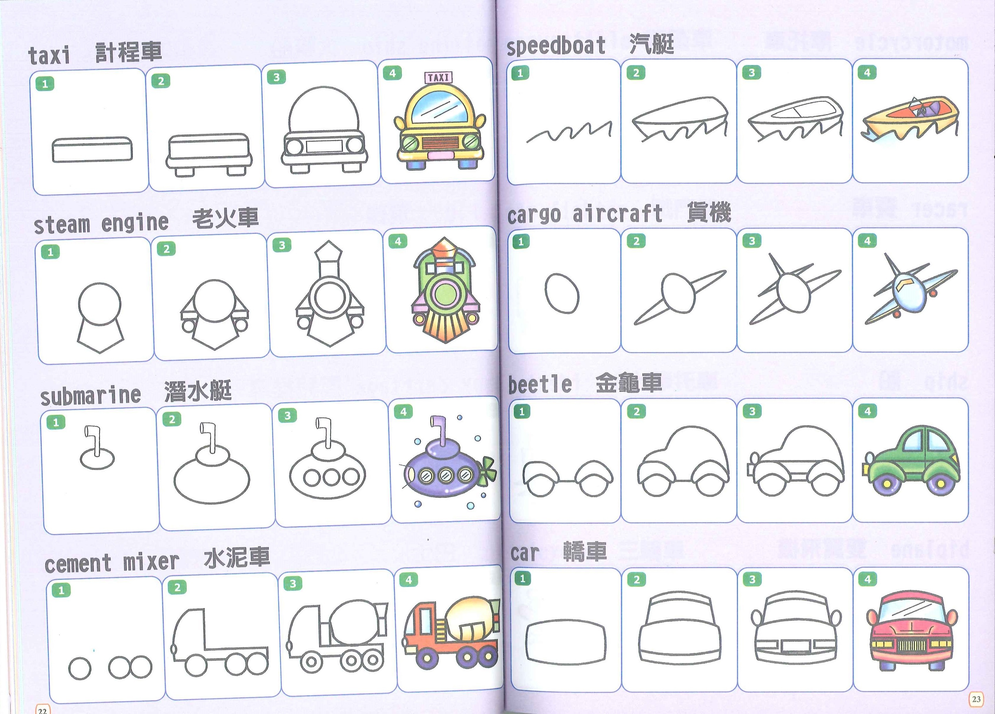 卡通簡筆畫法 - 交通工具