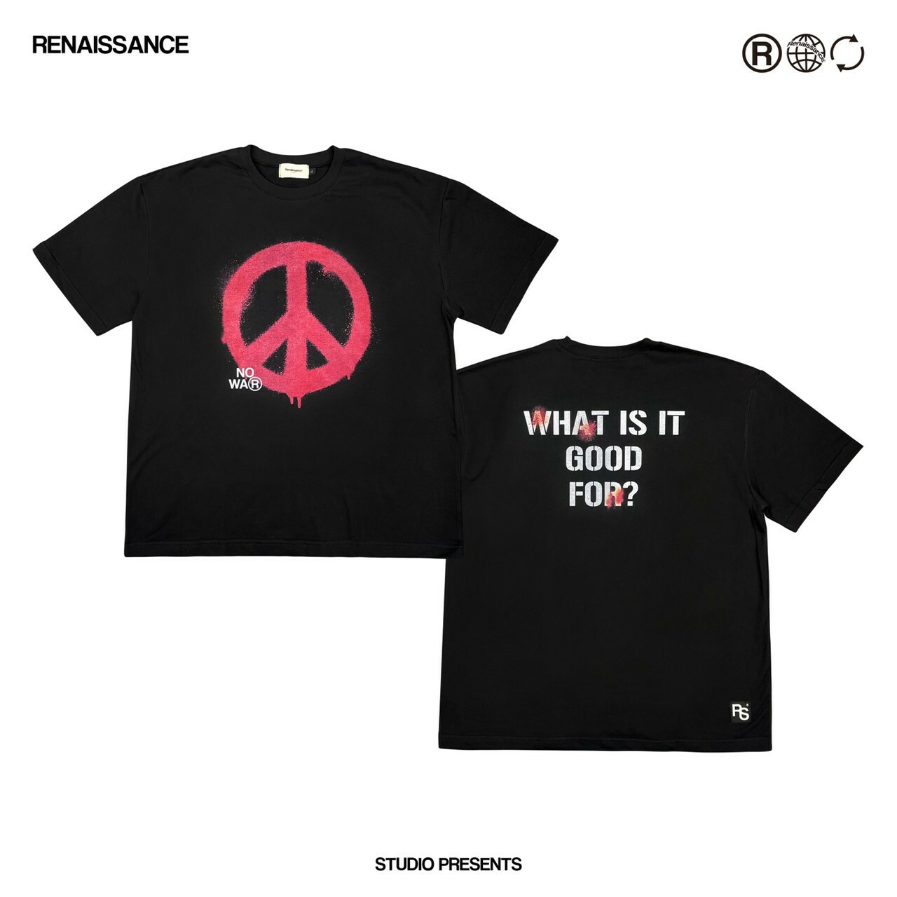 RENAISSANCE 反戰 黑紅標語 短袖 T “  WORLD PEACE TEE “
