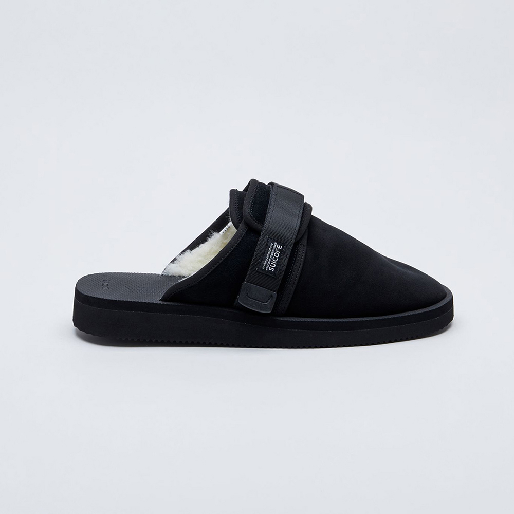 [出清商品售出無退換] SUICOKE ZAVO-Mab 黑色 毛絨 保暖 魔鬼氈 抗菌內裡 包頭拖鞋【SK21072MABBK】