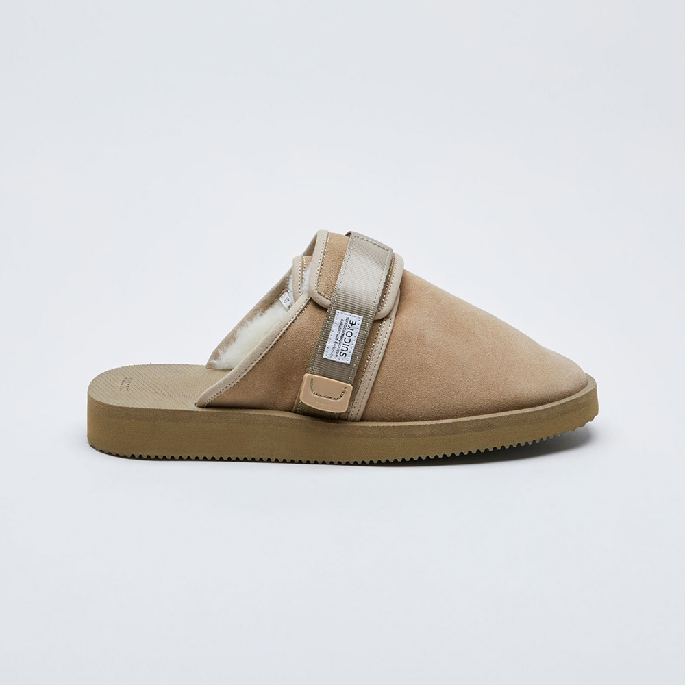 [出清商品售出無退換] SUICOKE ZAVO-Mab 灰褐色 毛絨 保暖 魔鬼氈 抗菌內裡 包頭拖鞋【SK21072MABTU】