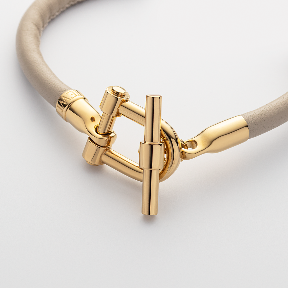 Paul Hewitt |T釦單繩皮革手環 象白