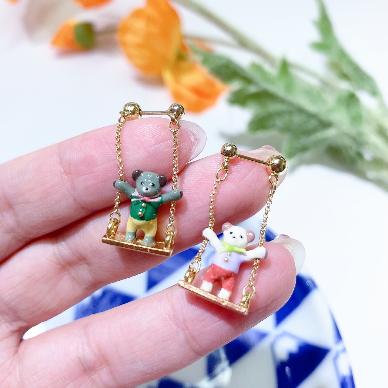 Ayatorie 熊仔玩鞦韆耳環