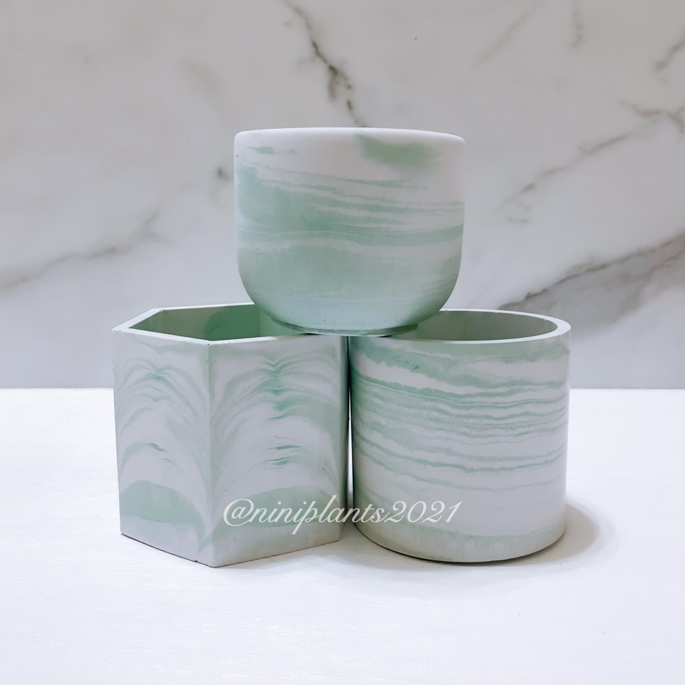 ｜染墨雅｜薄荷綠渲染水泥盆器