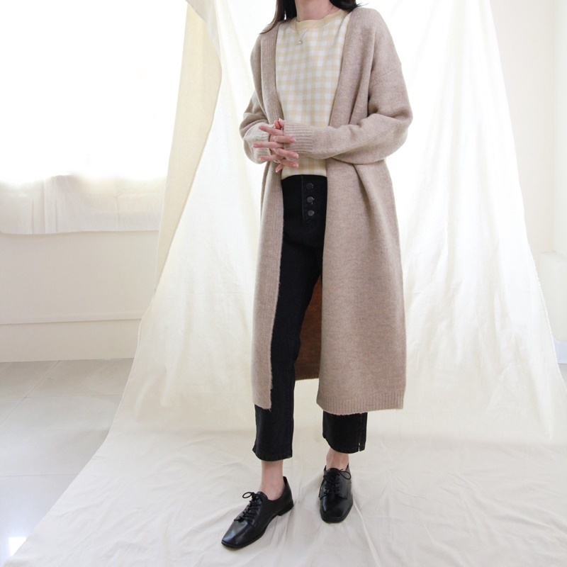 MW06 簡約無領針織外套 駝色