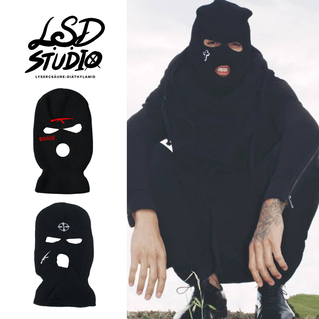 不能不潮三孔套頭設計毛帽