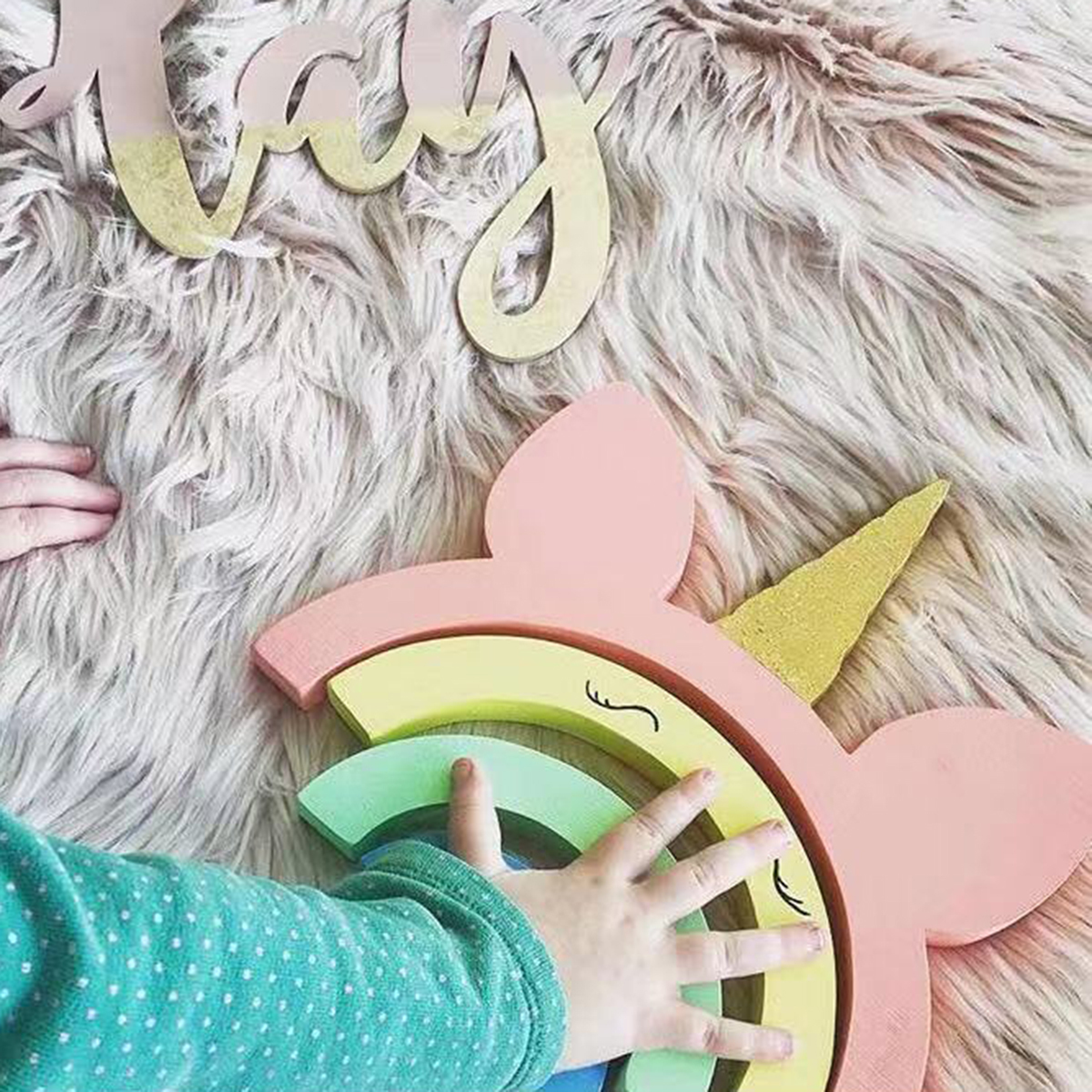 Nordic panda & unicorn building block display