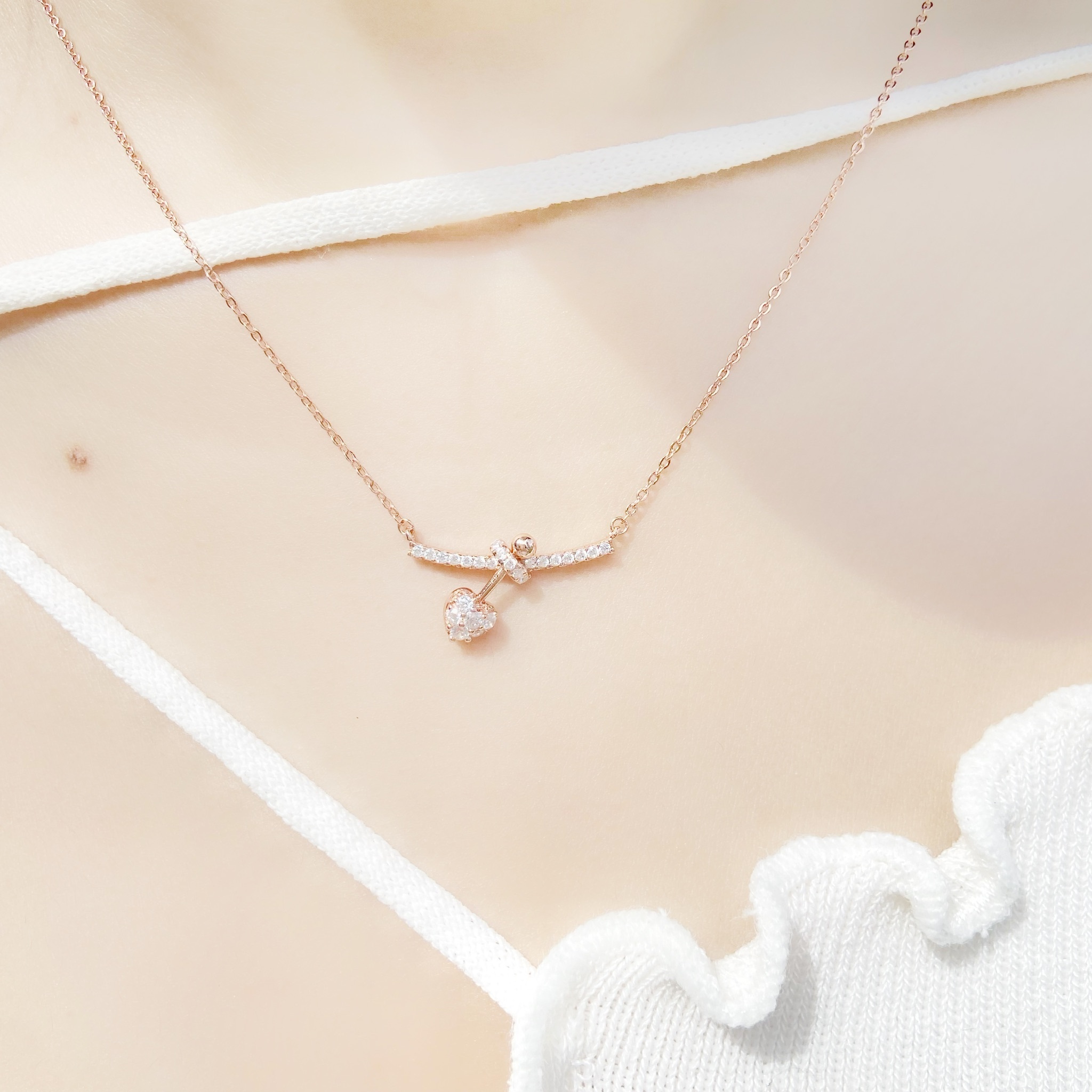 | 925純銀・白金・ 玫瑰金 | 心心著陸項鍊  (銀 / 玫瑰金) | NE0479 |