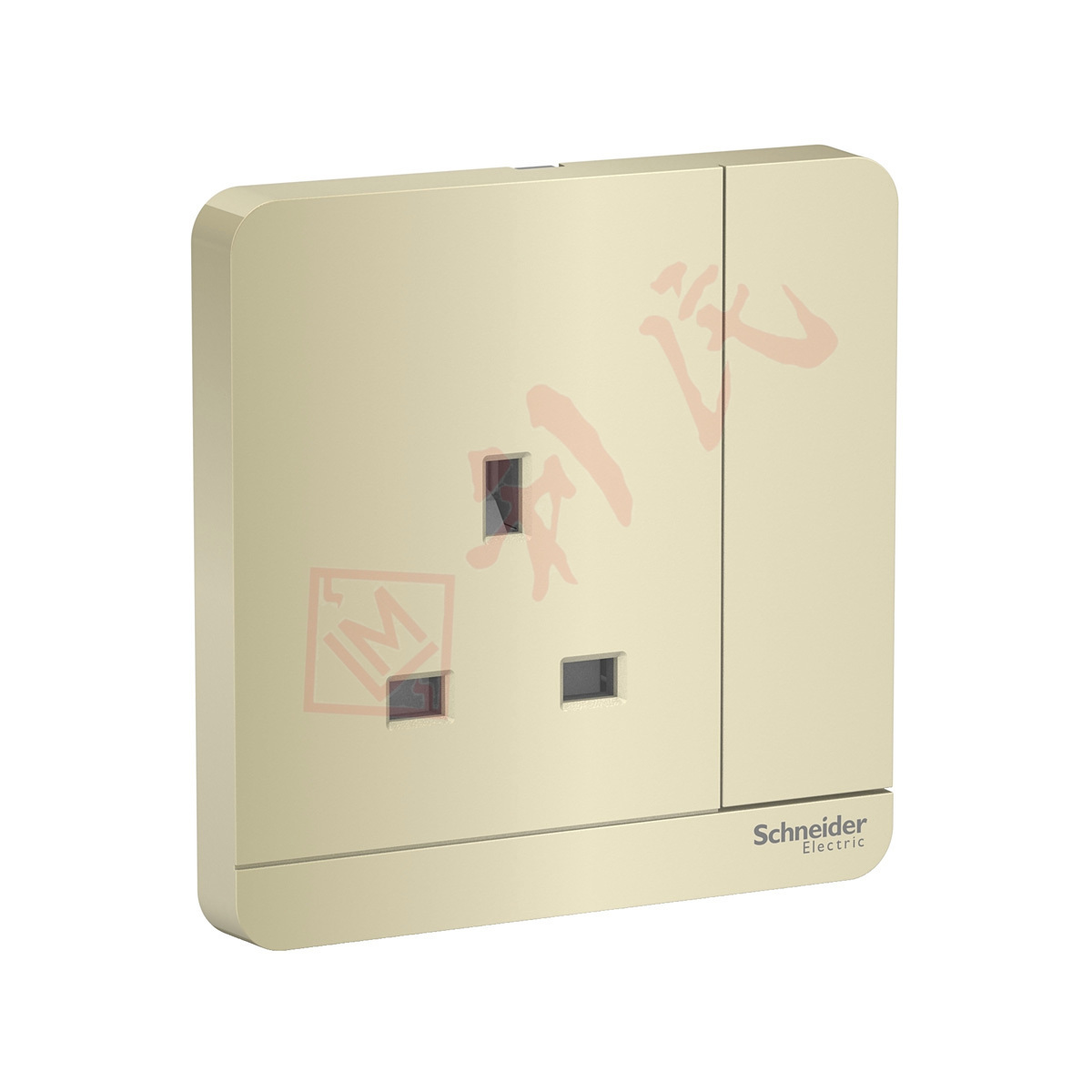 Schneider 施耐德 奐尚 13A 單位連保護門有掣插座連LED指示燈 E8315N_WG_C5 (沉醉金/石墨灰/白色)