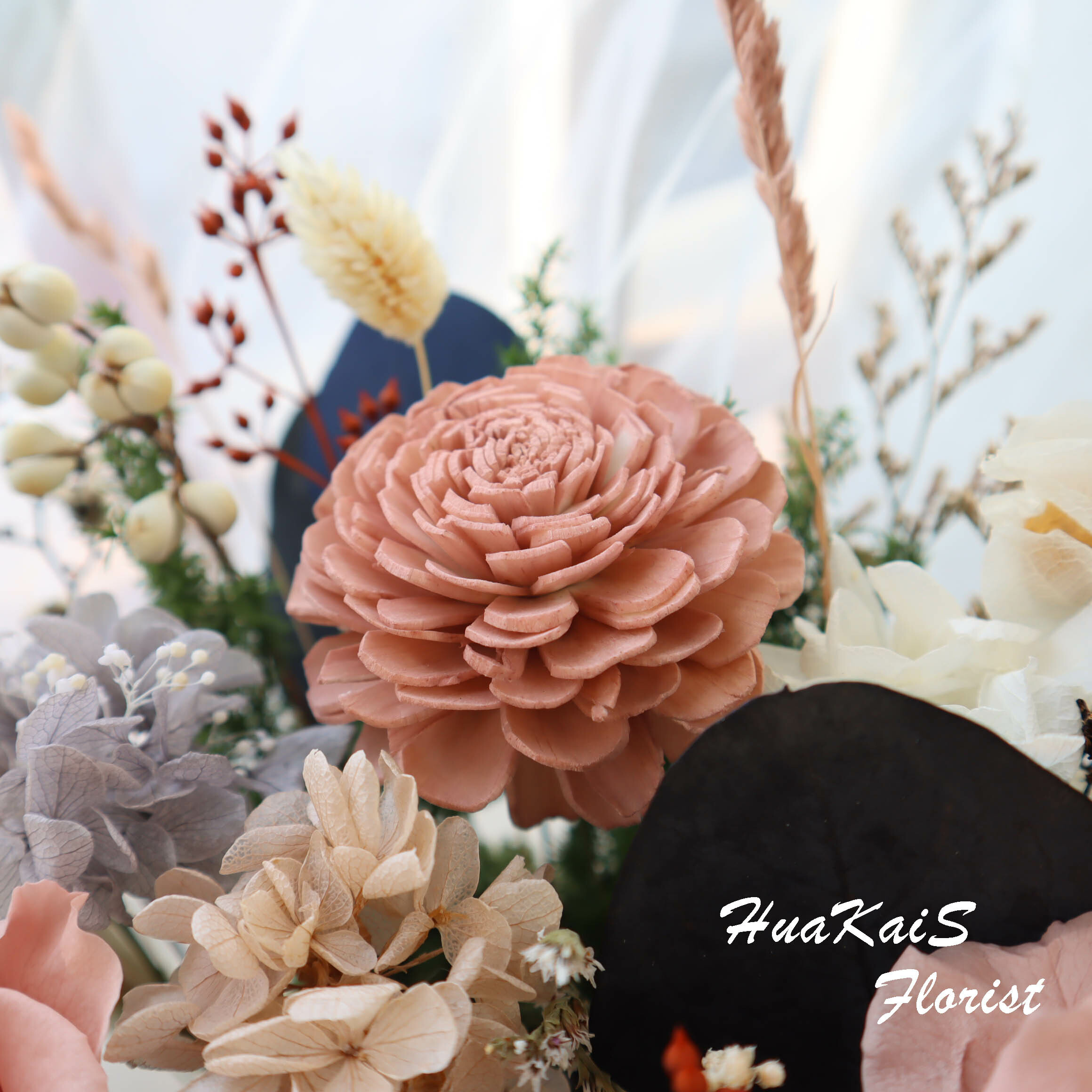 永生桌花|奶茶粉|永生花|乾燥花|迎賓桌花|開幕盆栽|喬遷賀禮|祝賀花禮|