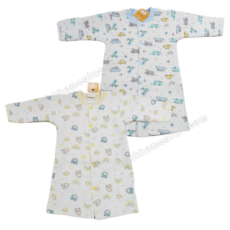 Koma Land: 嬰兒印花夾絲長袖對胸長袍 BE4055 (6 及 12 碼)