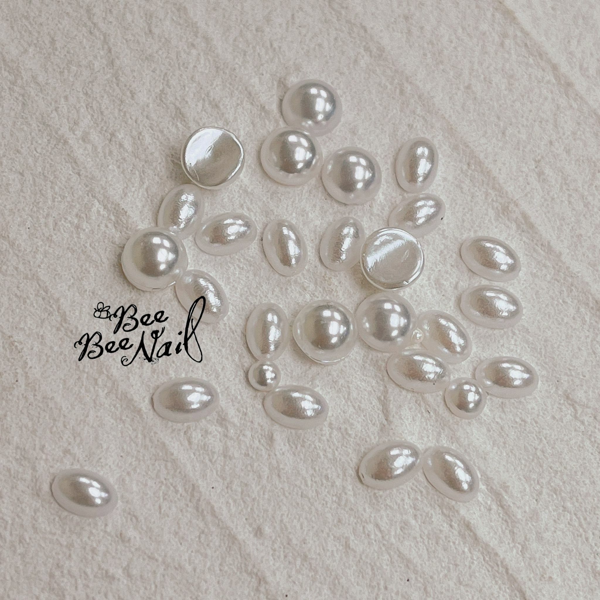 不褪色 美甲大粒珍珠飾品 大小混合 2色