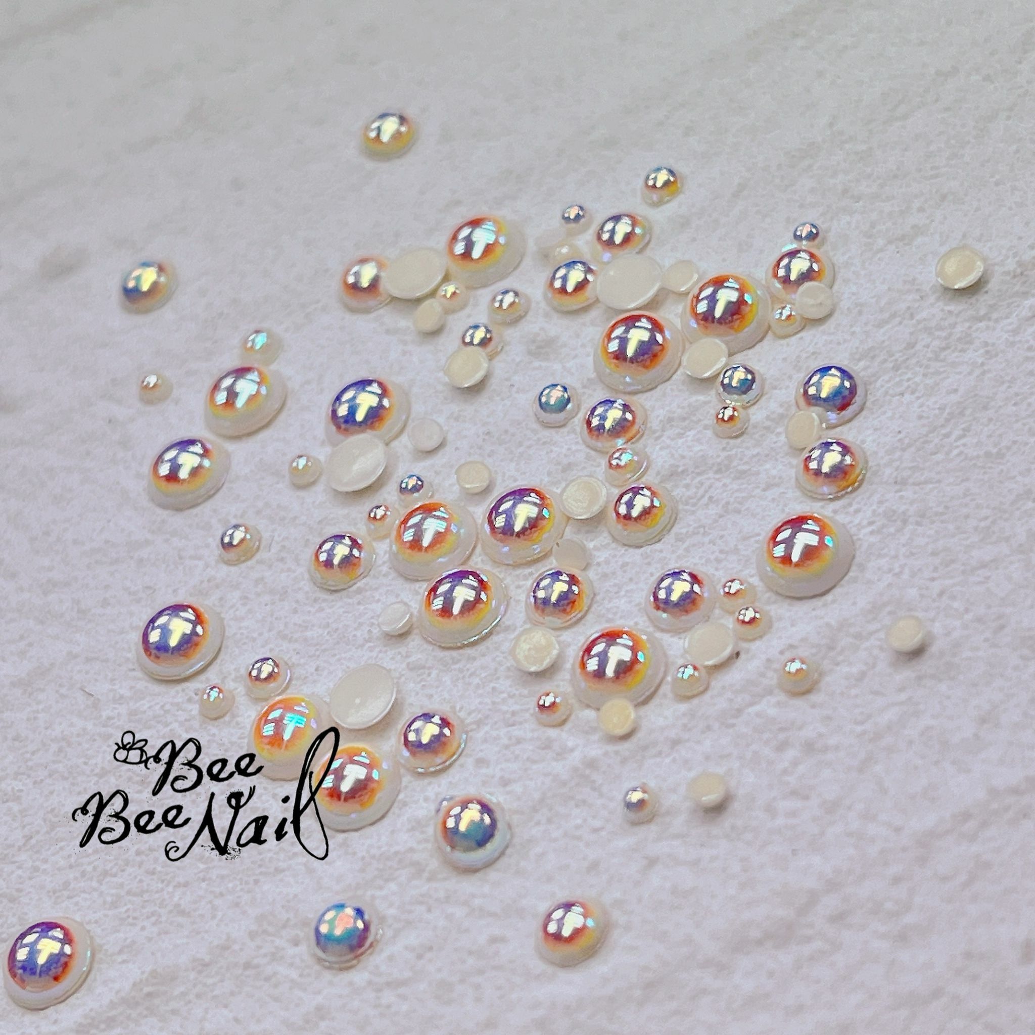 不褪色 美甲半圓珍珠飾品 大小混合 2色