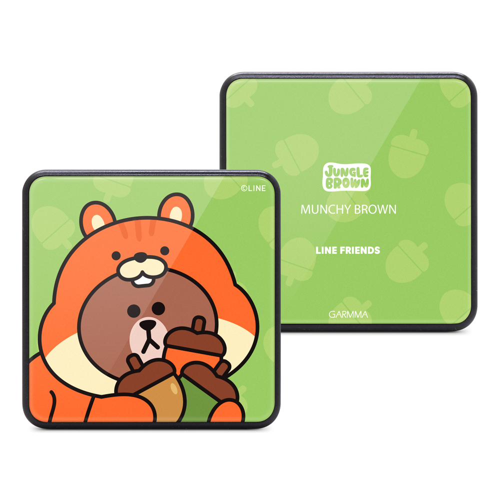 GARMMA LINE FRIENDS 玻璃鏡面行動電源 叢林系列 松鼠熊大