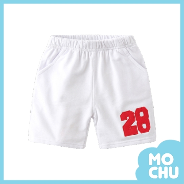 刺繡數字純色短褲(四色)