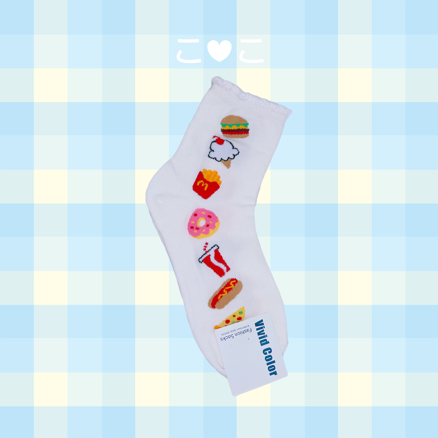 正韓可愛快餐直排襪子