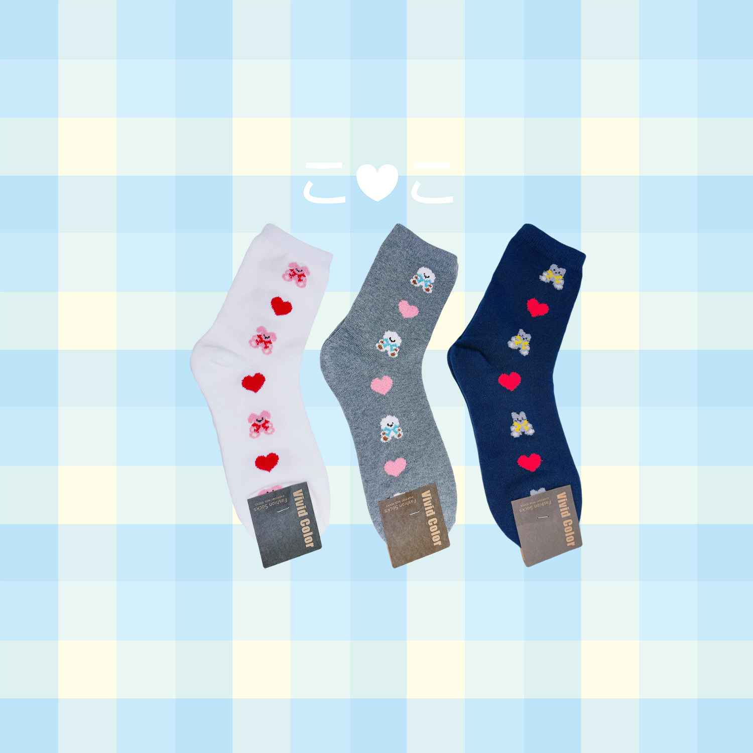 正韓動物愛心直排襪子