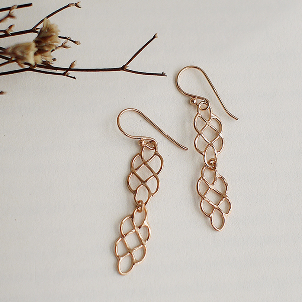 古典蕾絲純銀耳環(玫瑰金/銀色)/SE554