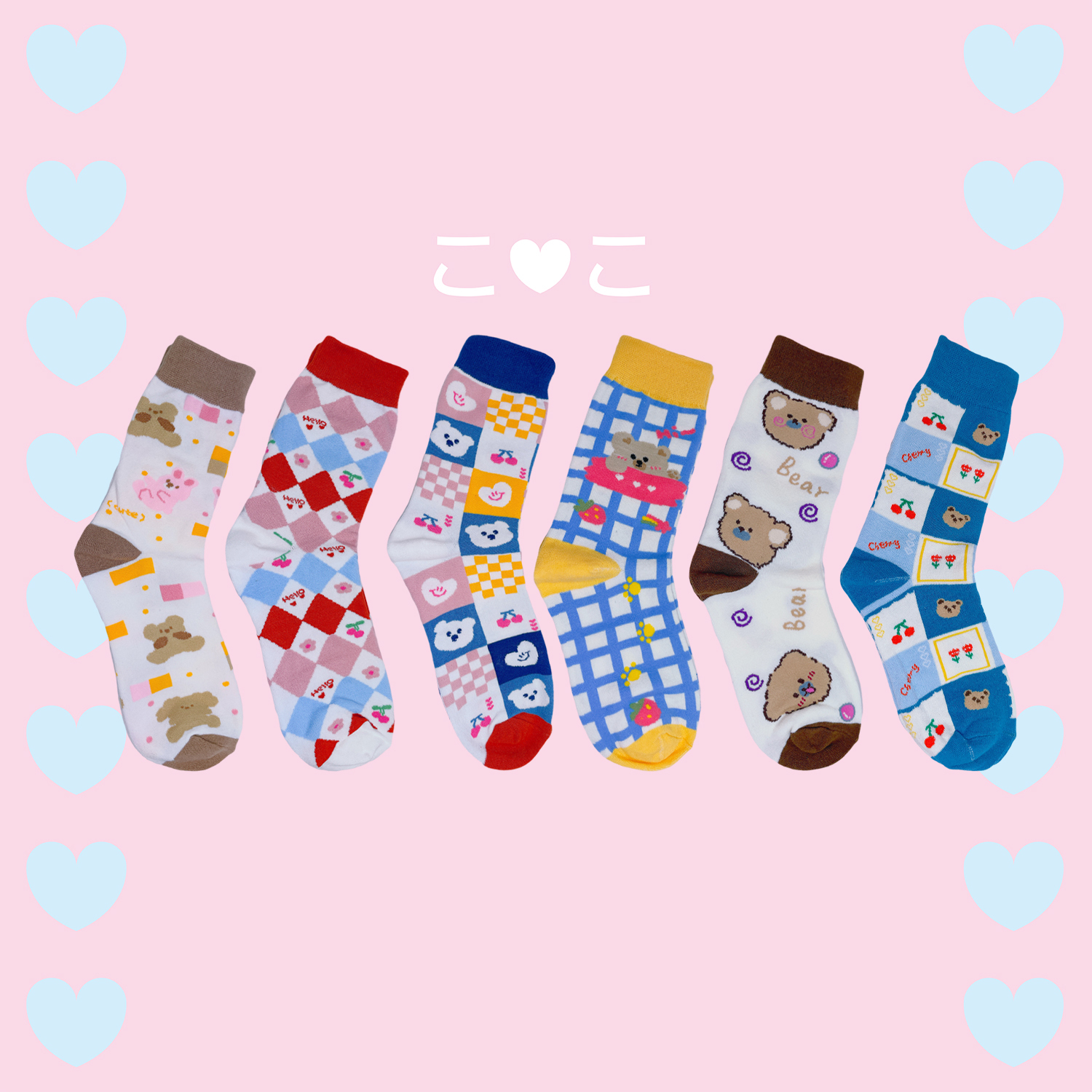 可愛繽紛熊熊造型襪子
