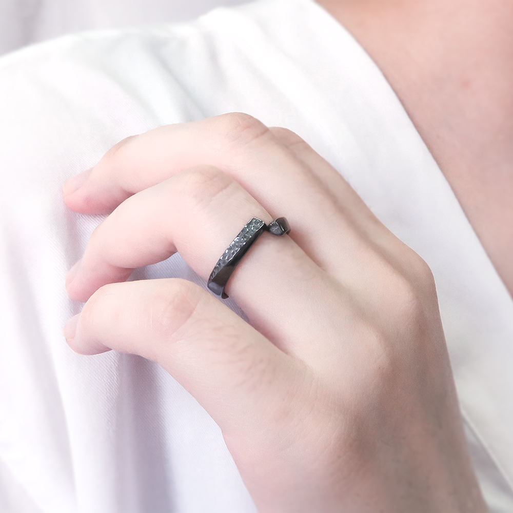 晝夜銀戒〈黑夜〉情侶款女戒 刻字訂製 925純銀戒指