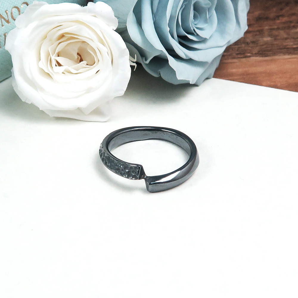 晝夜銀戒〈黑夜〉情侶款女戒 刻字訂製 925純銀戒指